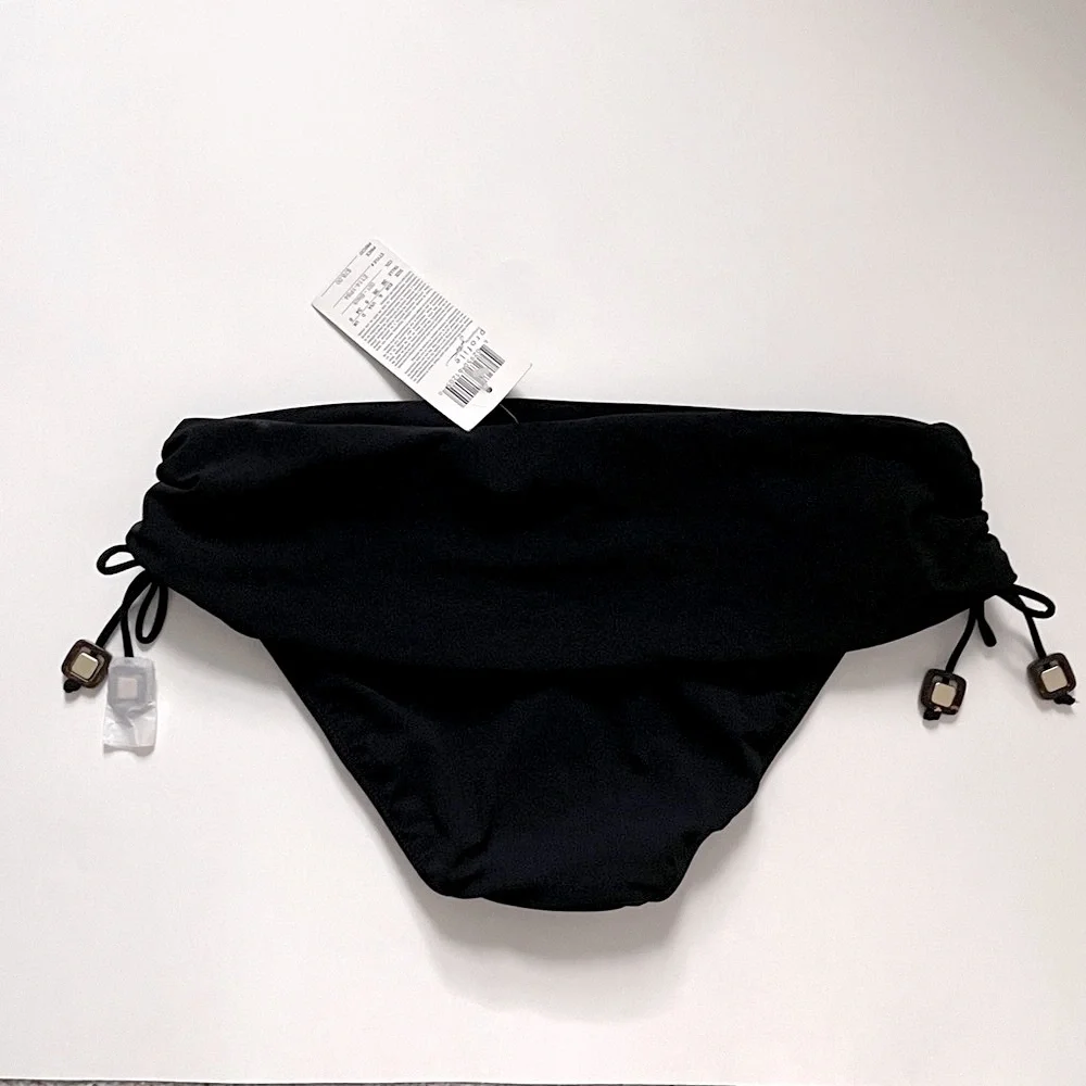 Gottex Profile Swimsuit Bottom Black Fold Waist Side Accents Beach Coastal